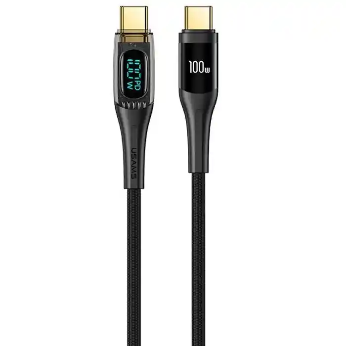 USAMS US-SJ591 Type-C To Type-C PD 100W Transparent Digital Display Cable (2 Meter)